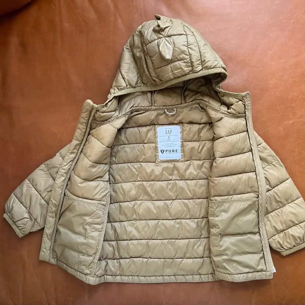 GAP Dino Hood Puffer Jacket, 3T